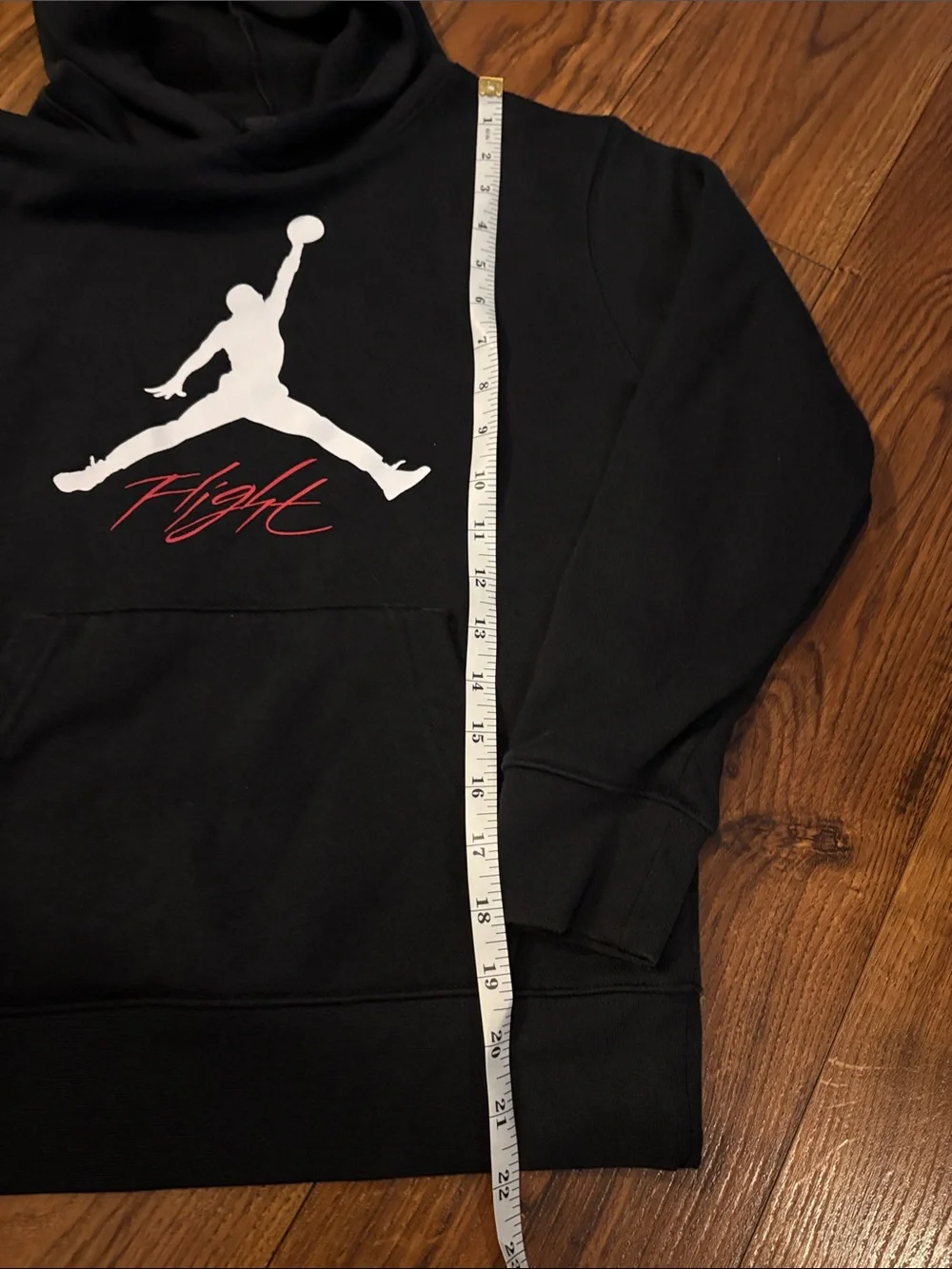Kids Jordan Black Hoodie with White Jumpman and Red 'Flight' Script